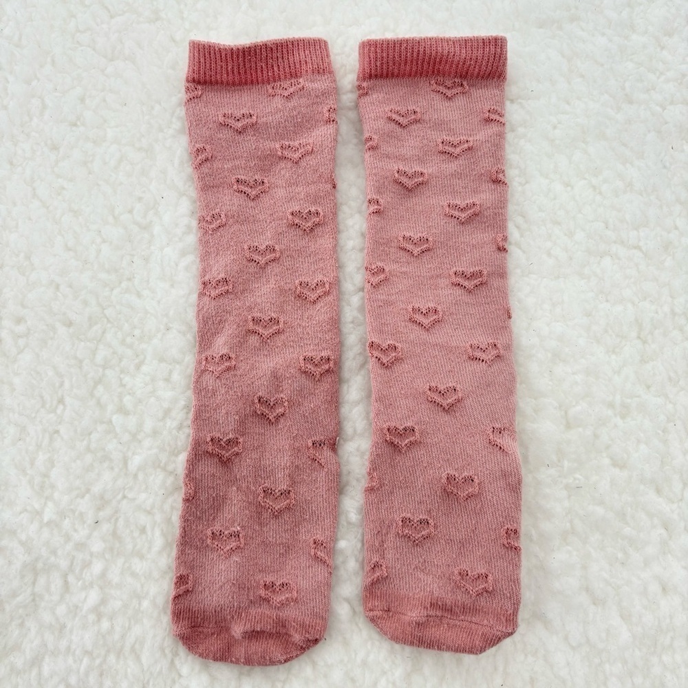 Old Navy Knee-High Socks for Baby - Toddler 12-18 Months w Hearts in Dusty Rose